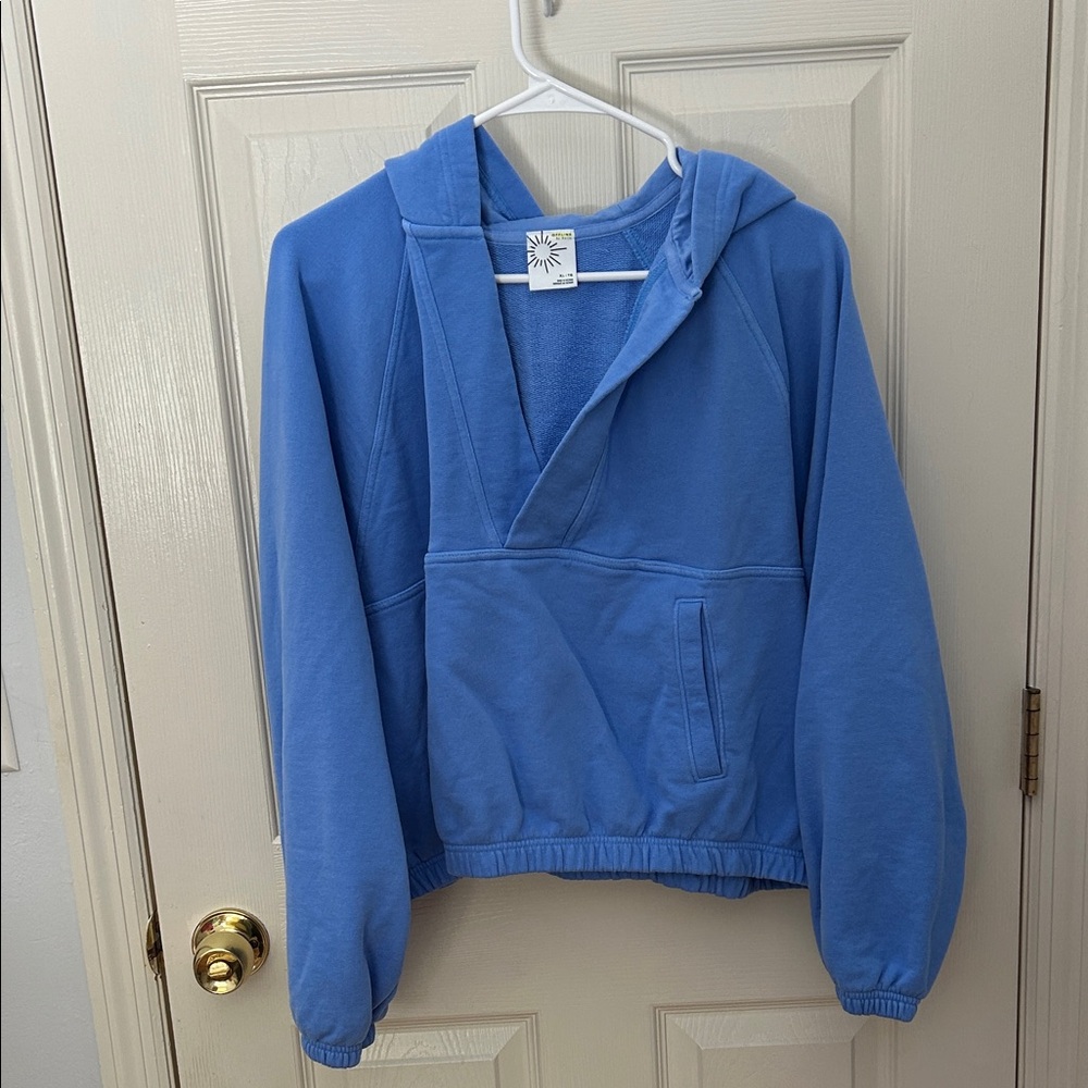 Blue cropped Pullover Hoodie